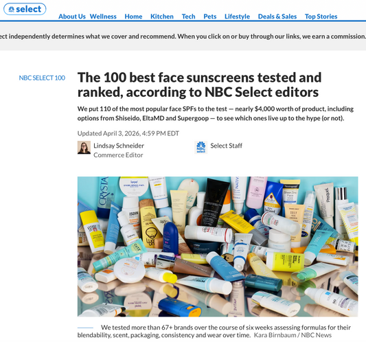 NBC Select: 100 Best Face Sunscreens, Tested and Ranked.