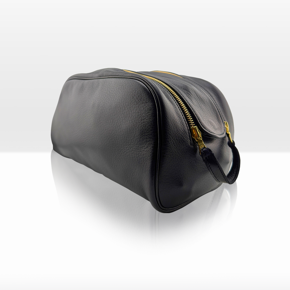 ATWATER Black Leather Dopp Kit