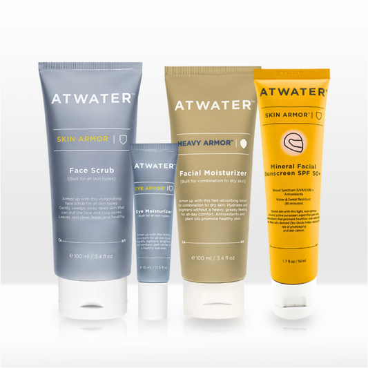 Four Atwater skincare products on a white background