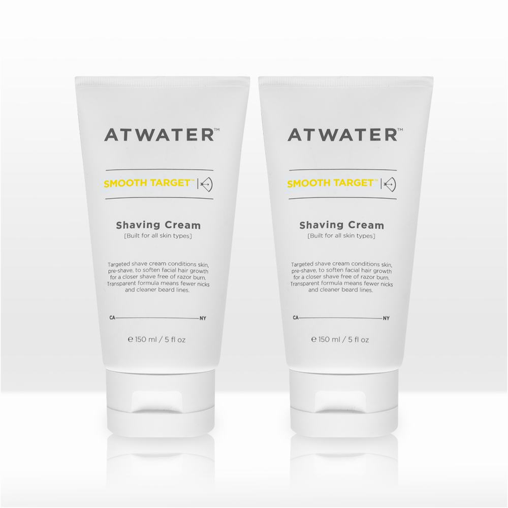 Two tubes of Atwater Shaving Cream on a white background