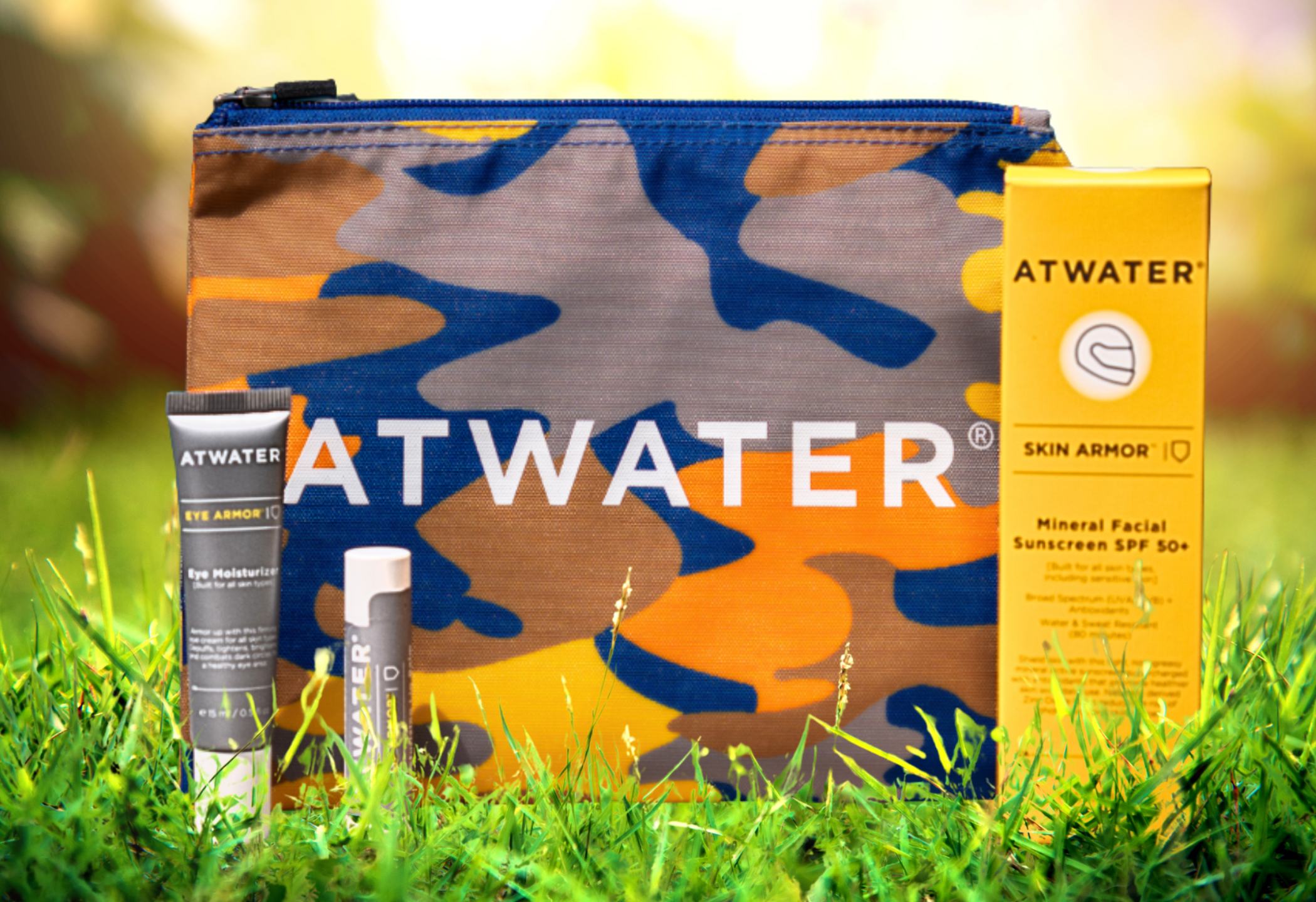 Signature ATWATER Skincare camoflauge travel pouch